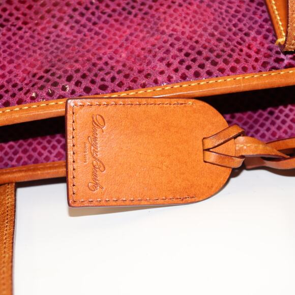 Dooney & Bourke Purple Snake Embossed Leather Tote Bag with Red Interior - Picture 7 of 11